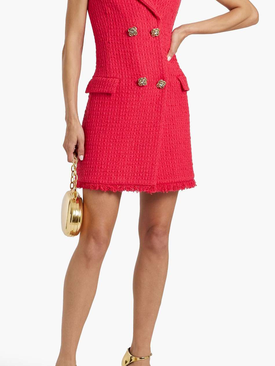 double-breasted wool-blend tweed mini dress