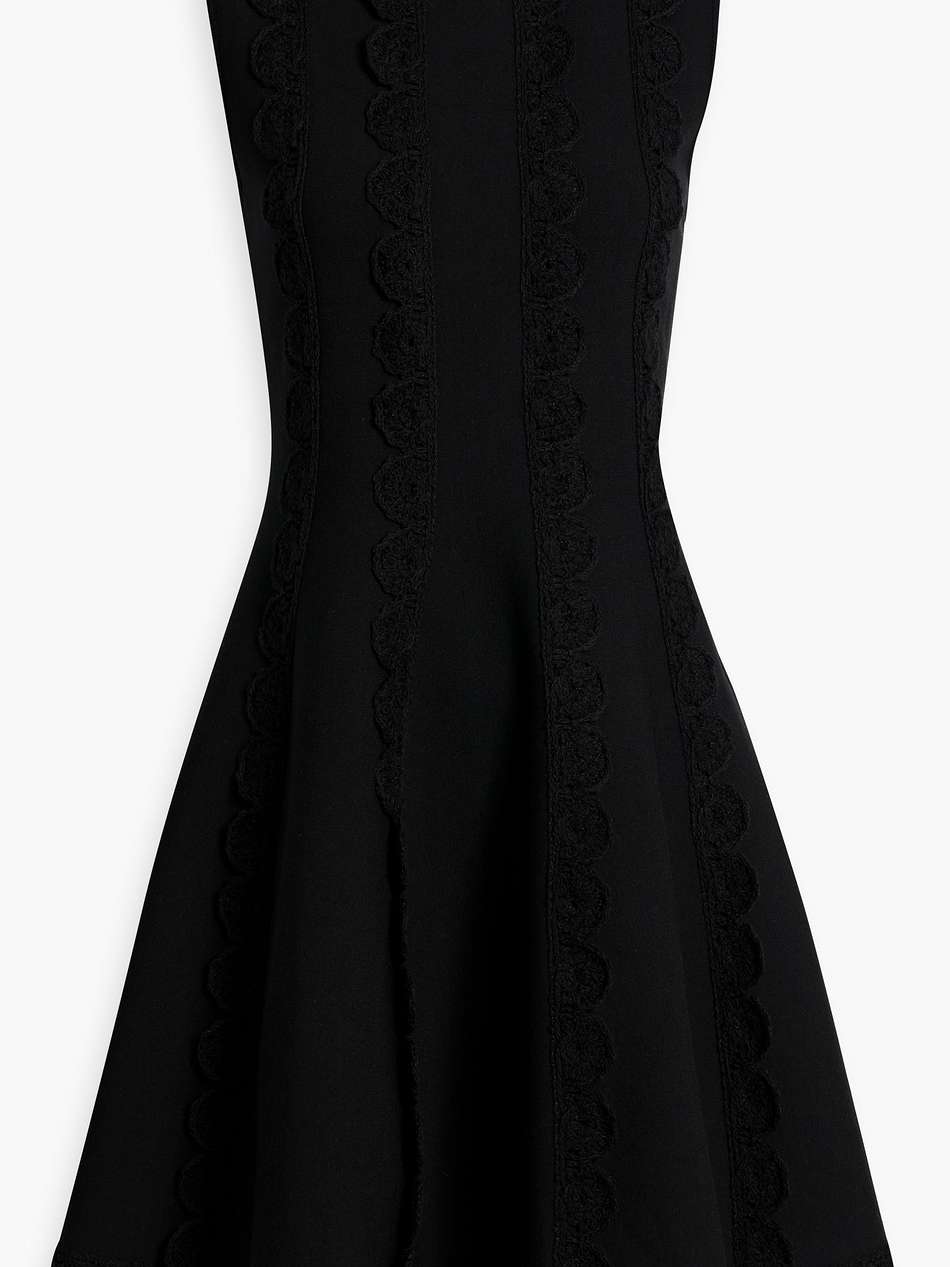 crochet-trimmed stretch-knit mini dress