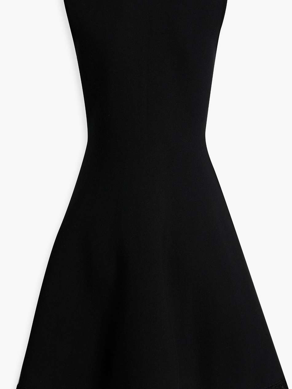 crochet-trimmed stretch-knit mini dress