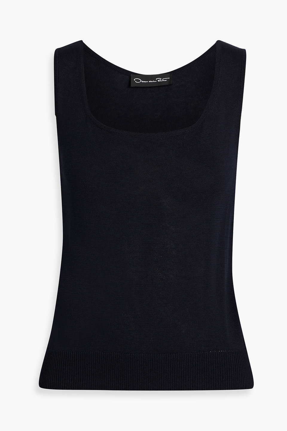 Oscar De La Renta Silk-blend Tank In Navy