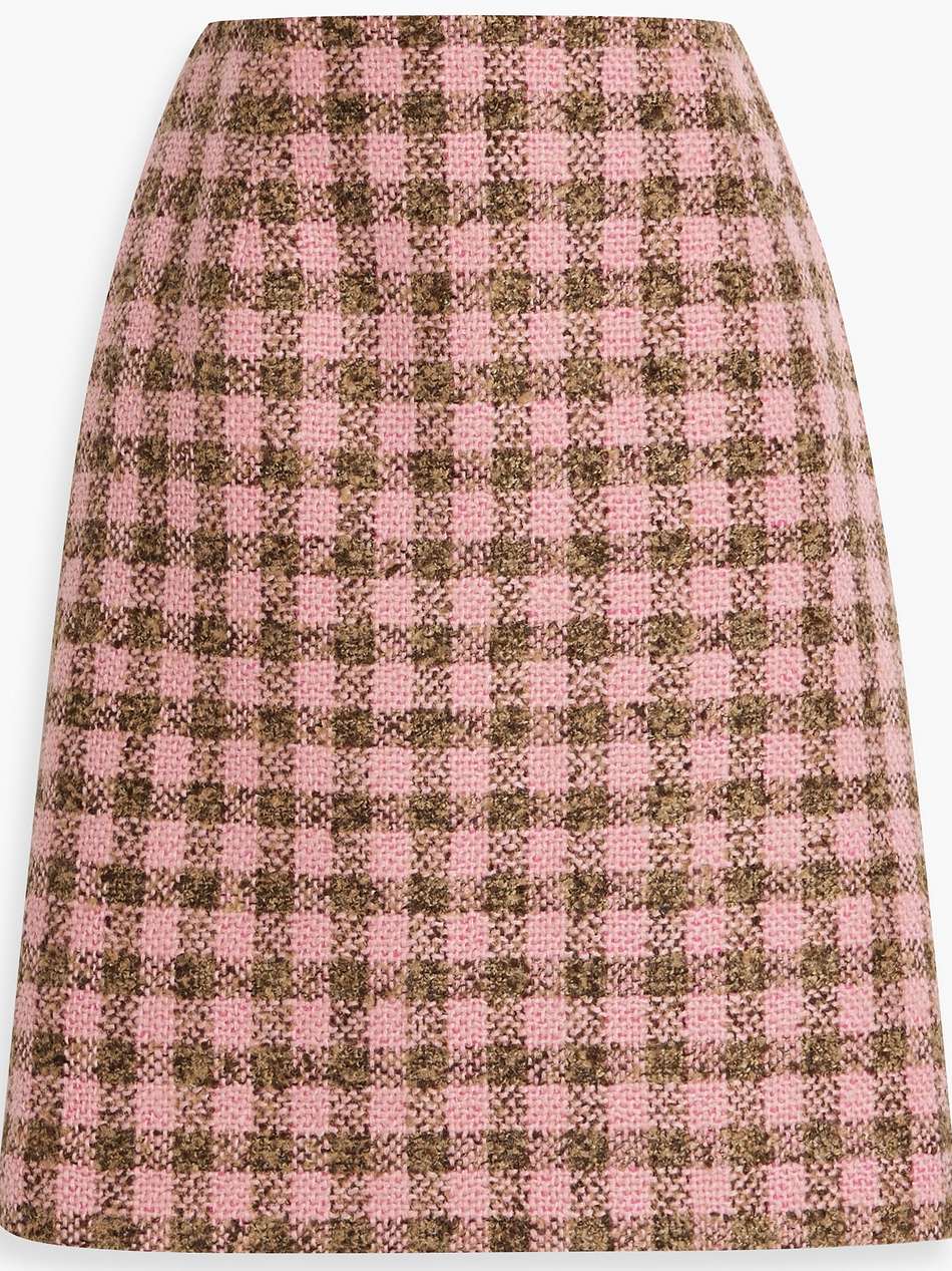 checked wool-blend tweed mini skirt