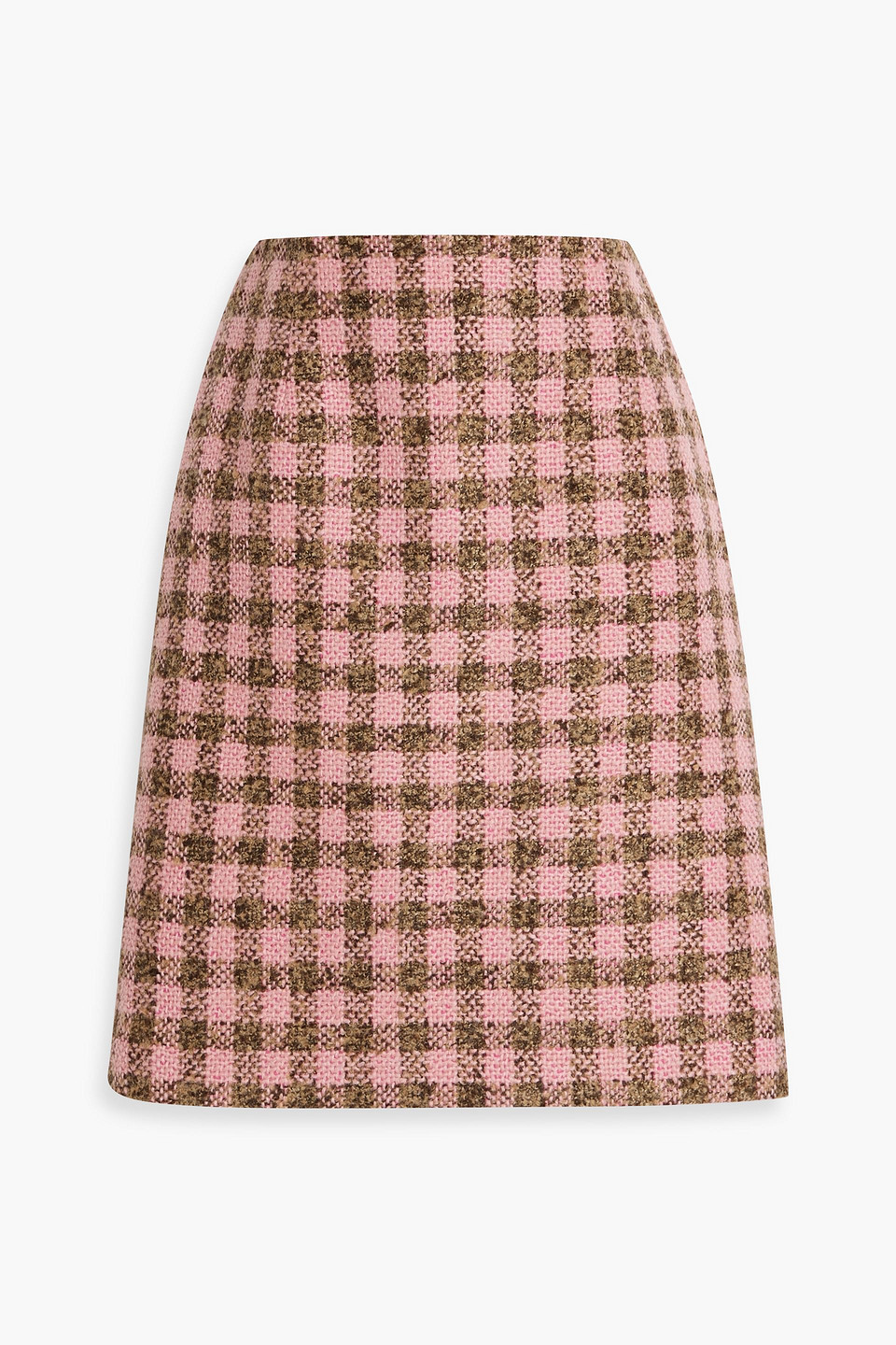 Checked wool-blend tweed mini skirt