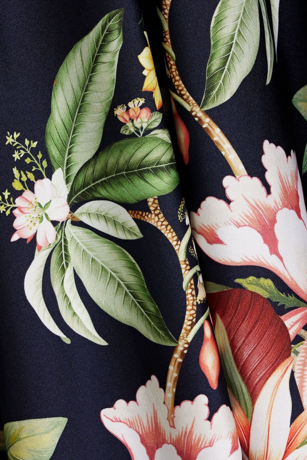 OSCAR DE LA RENTA Tie-neck printed stretch-jersey maxi dress