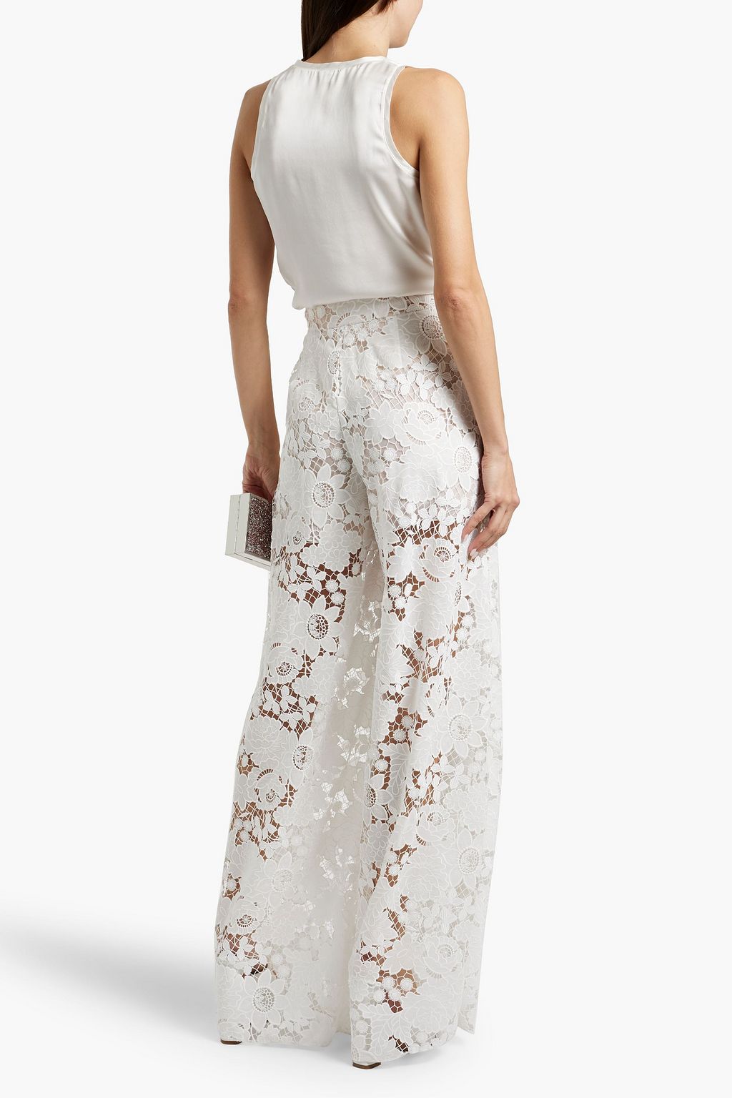 OSCAR DE LA RENTA Guipure lace wide leg pants