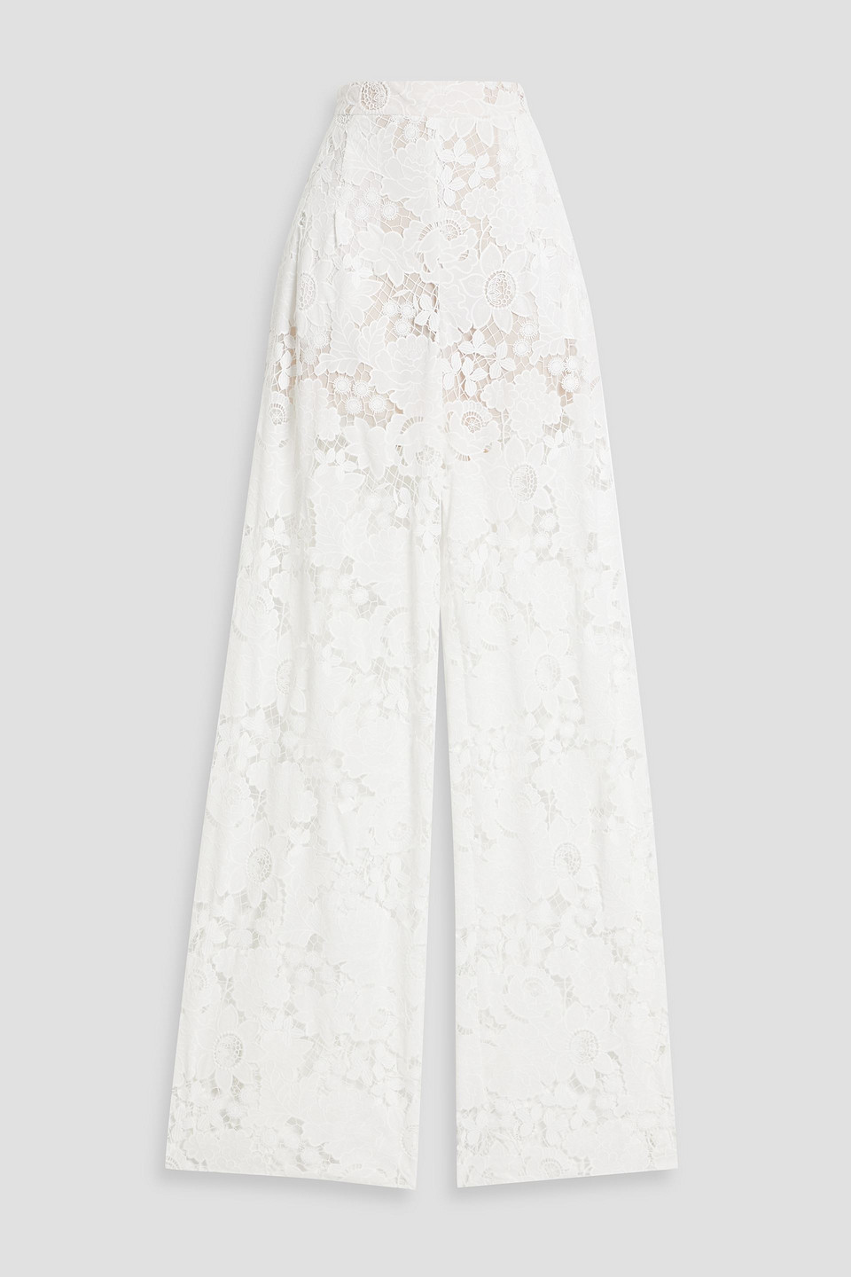 Oscar De La Renta Guipure Lace Wide Leg Pants In White
