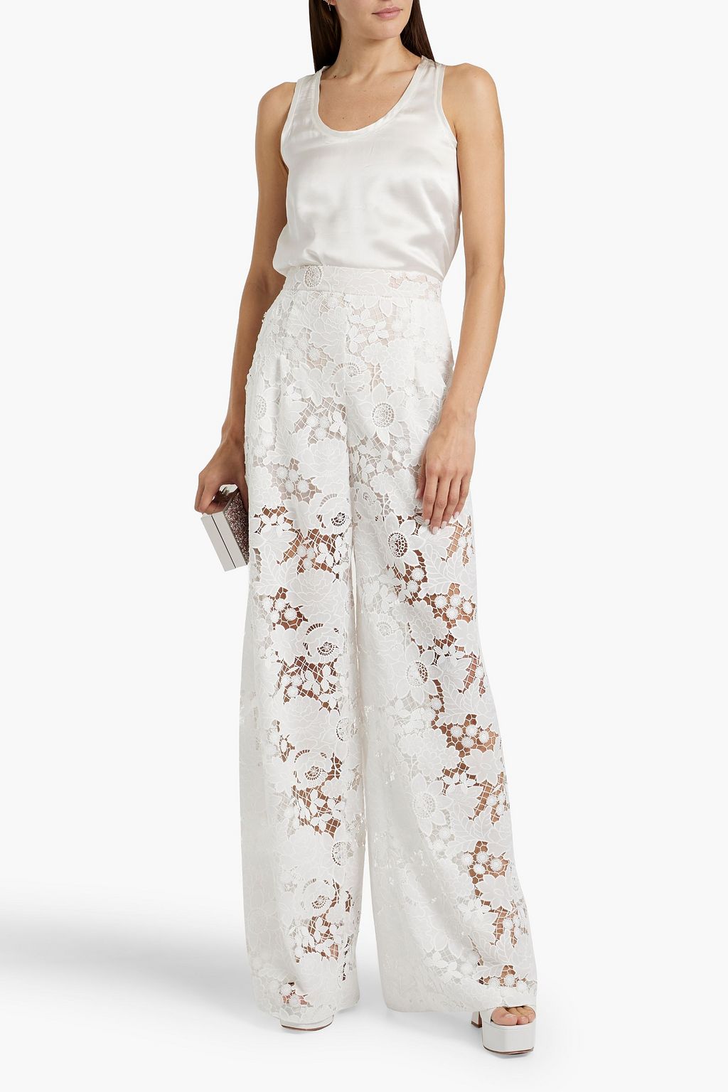 OSCAR DE LA RENTA Guipure lace wide leg pants