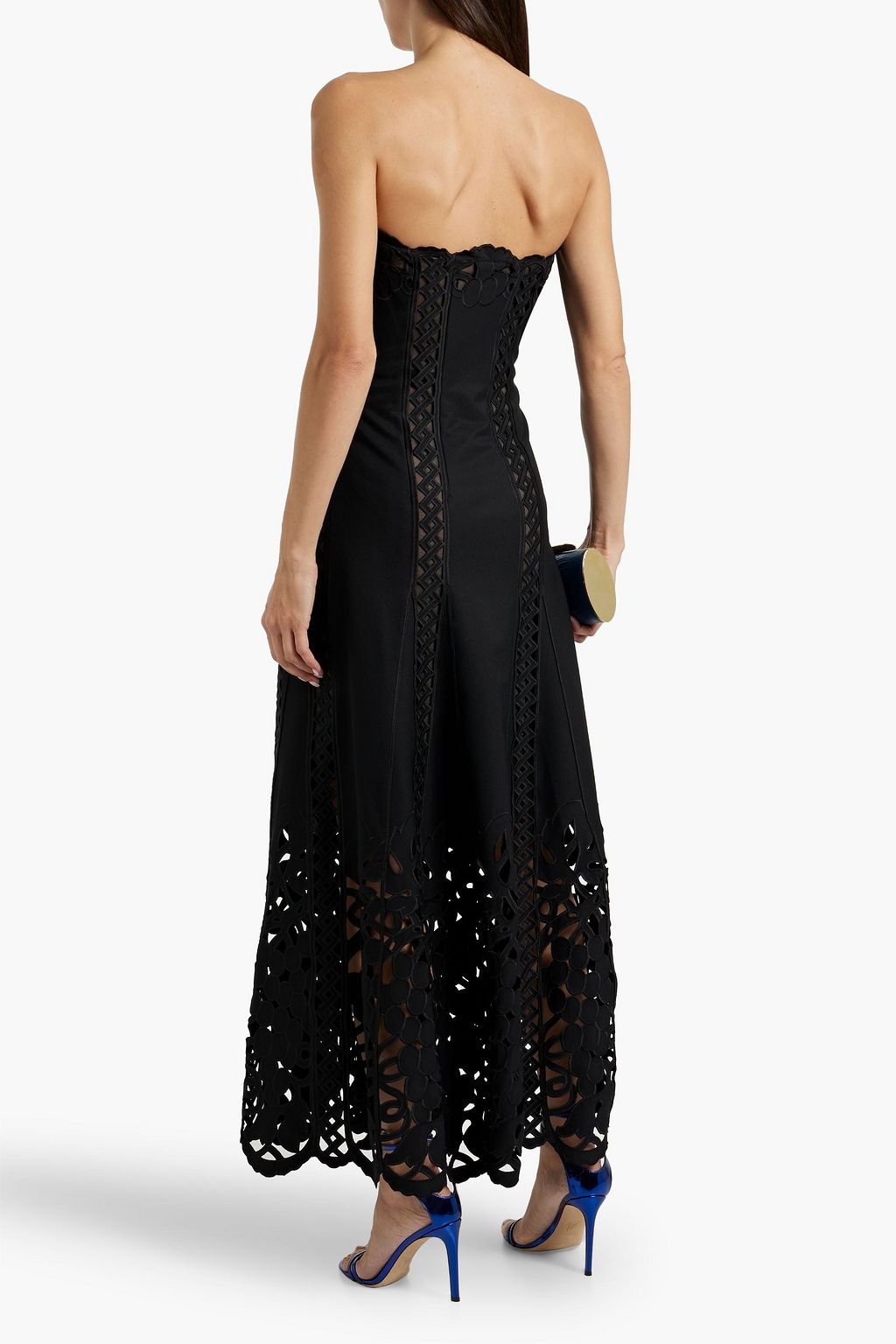 OSCAR DE LA RENTA Strapless guipure lace maxi dress