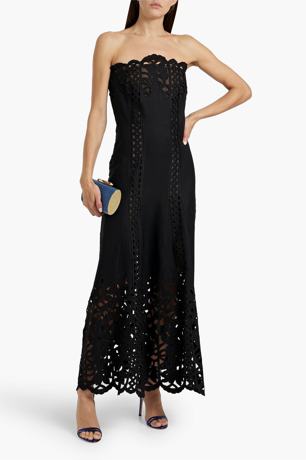 OSCAR DE LA RENTA Strapless guipure lace maxi dress