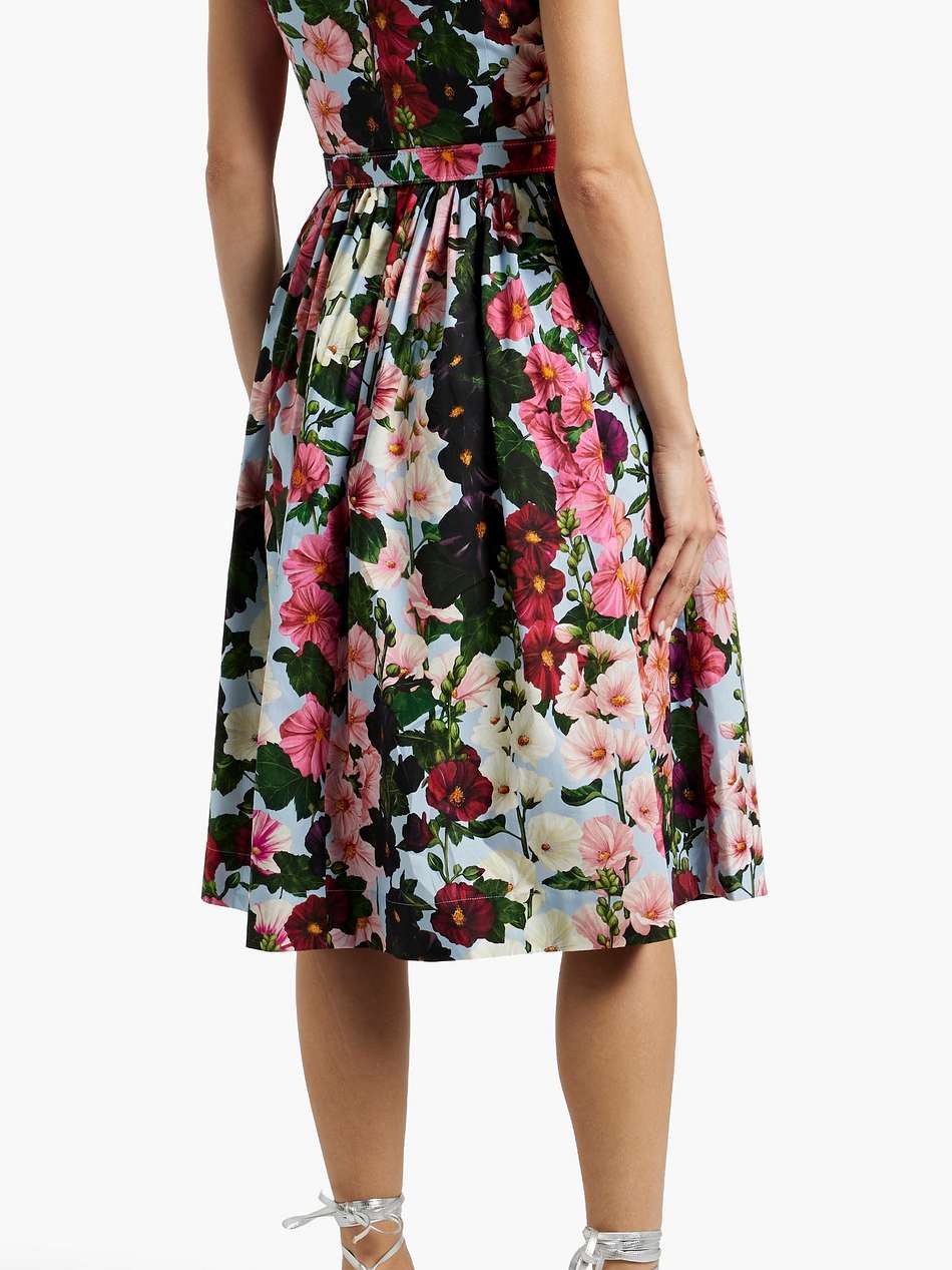 belted floral-print cotton-poplin dress
