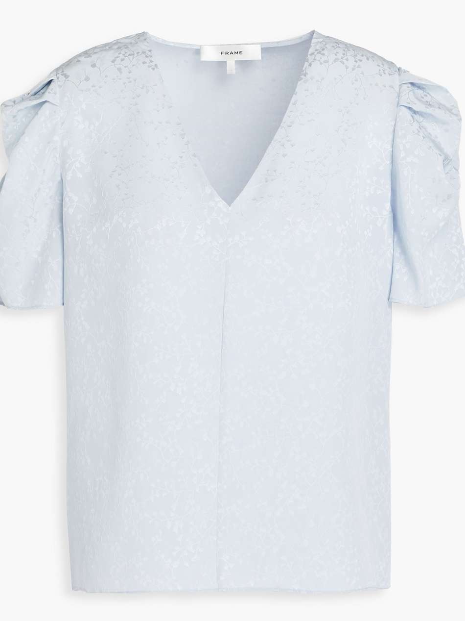 ruched silk-jacquard top