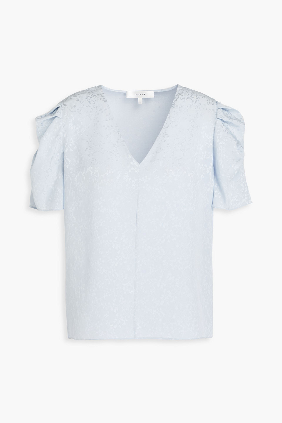 FRAME - Ruched silk-jacquard top - Blue - XS