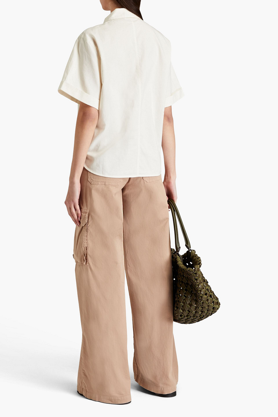 Frame Utility Pocket Short Sleeve Button-up Shirt In Ivory