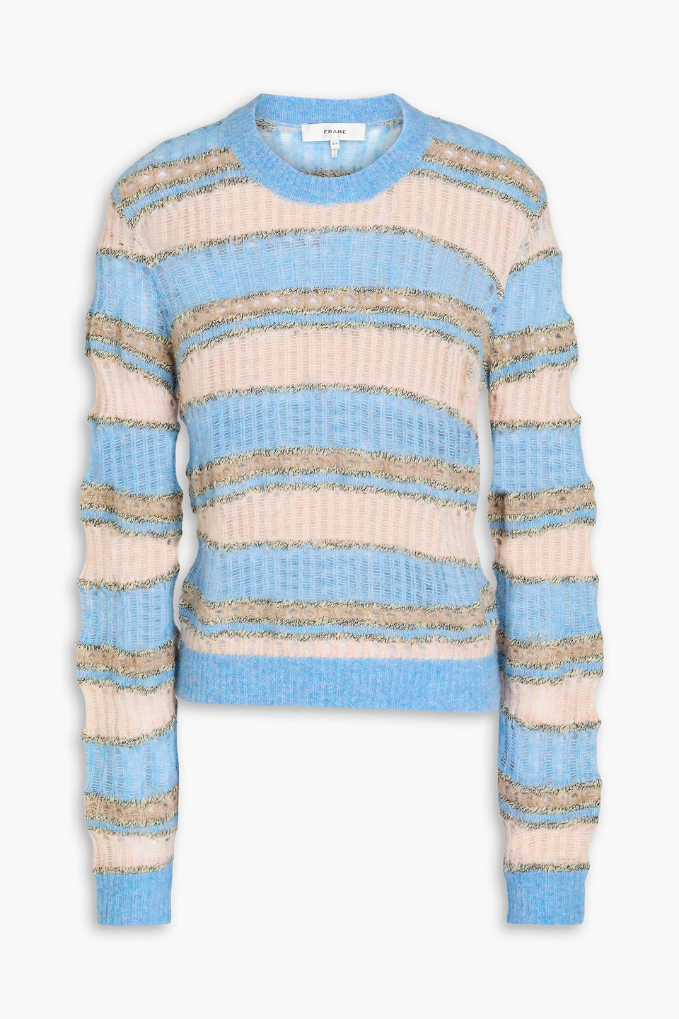 Frame Striped Open-knit Jumper In Blue