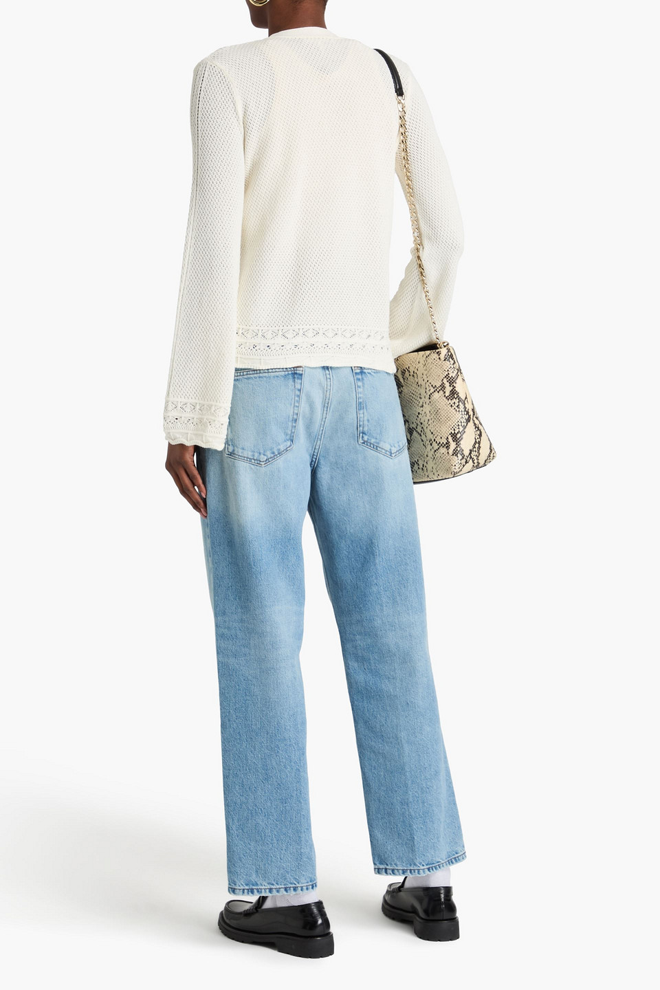  Frame - Pointelle-knit Cardigan - White - S 