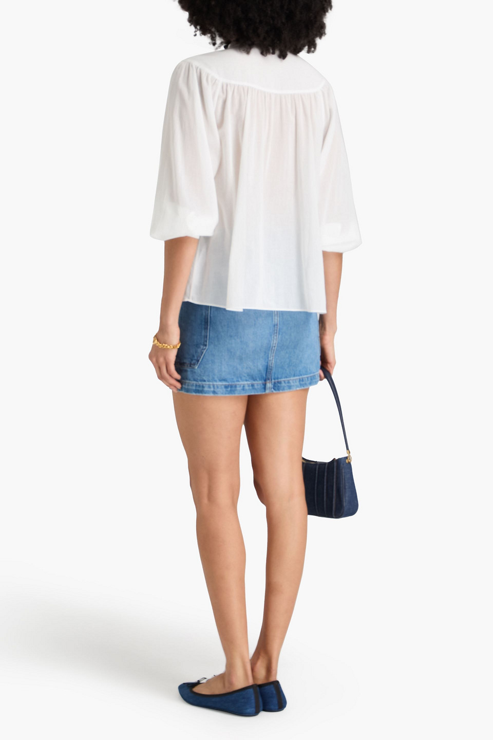 Frame Cotton-mousseline Blouse In White