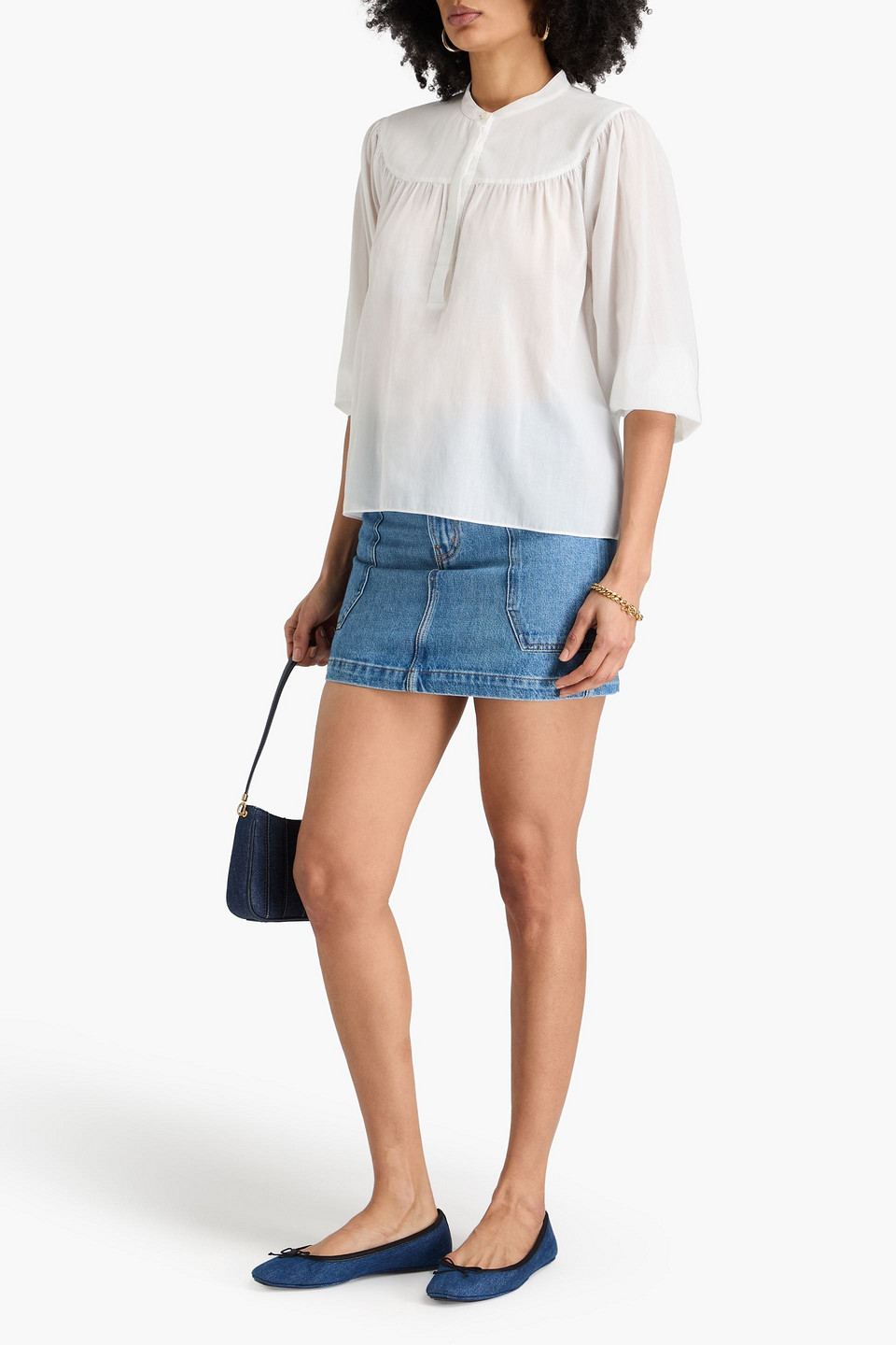 Frame Cotton-mousseline Blouse In White