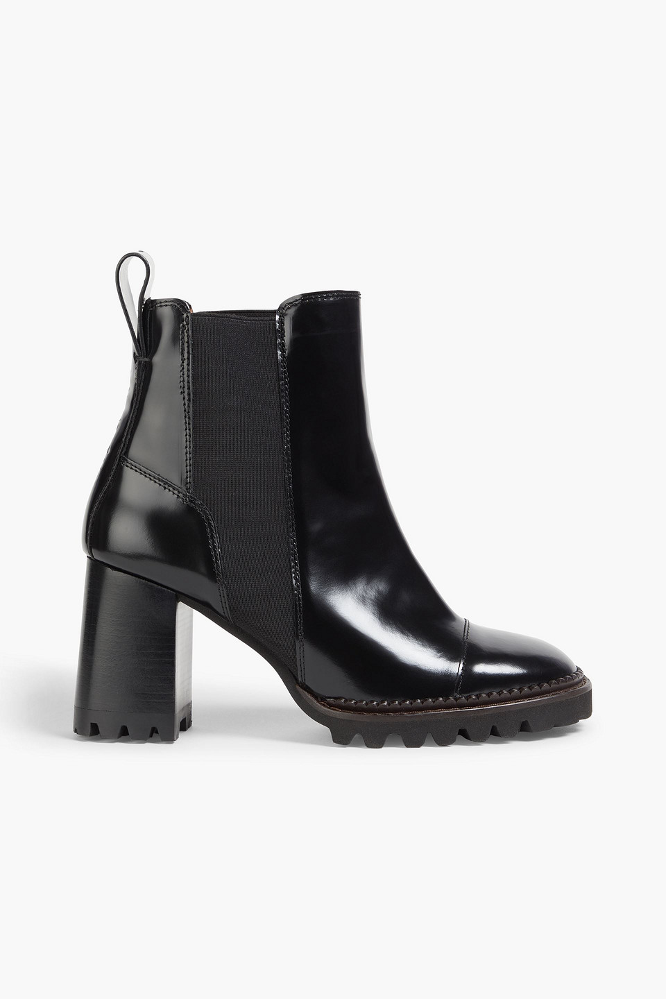 See by Chloé - Mallory glossed-leather Chelsea boots - Black - EU 38