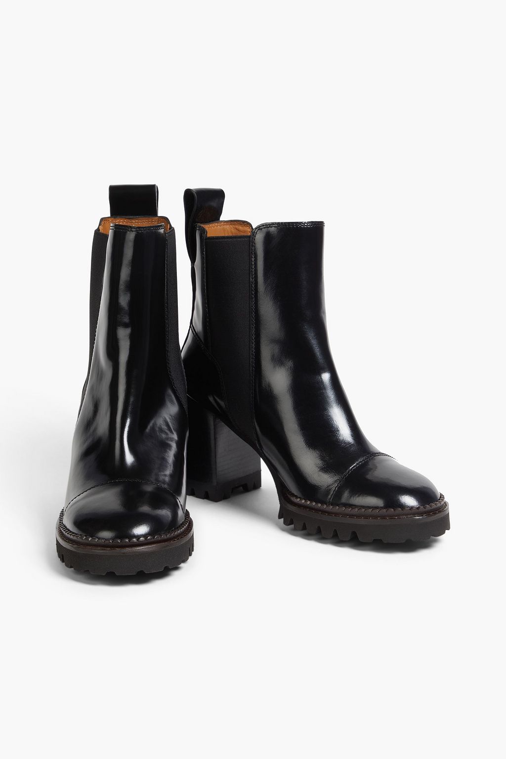 SEE BY CHLOÉ Mallory glossed-leather Chelsea boots