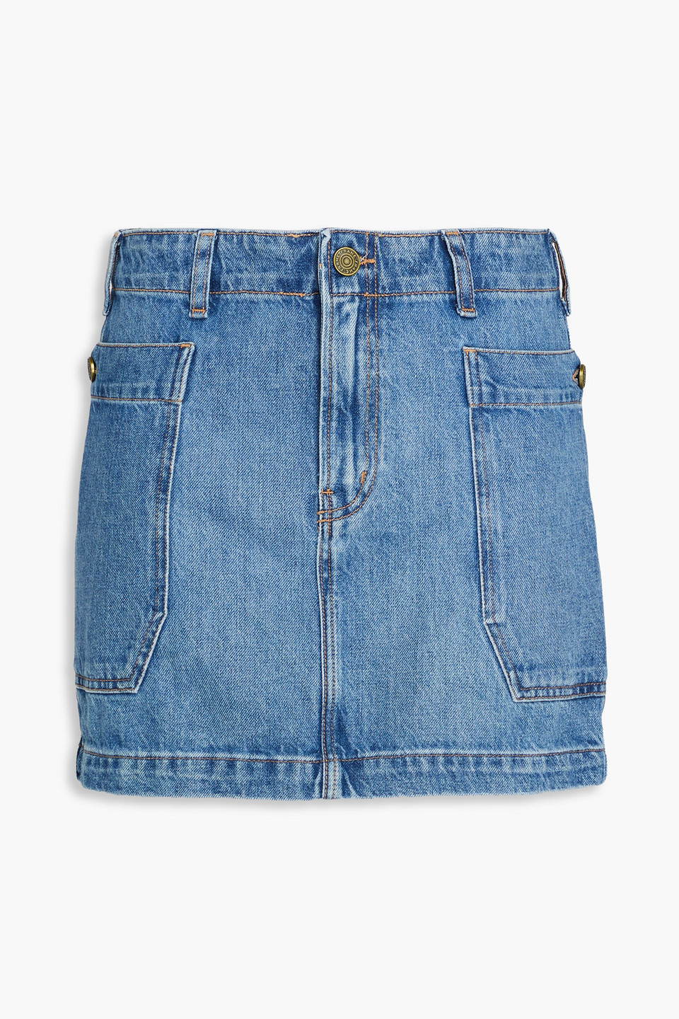 Frame Faded Denim Mini Skirt In Blue