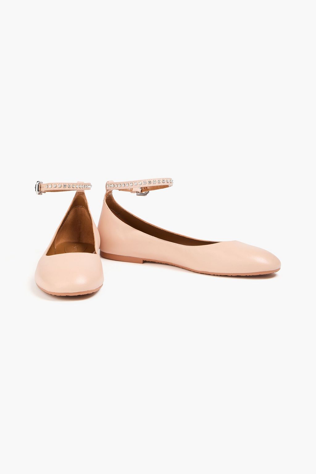 SEE BY CHLOÉ 크리스털 장식 가죽 발레리나 플랫