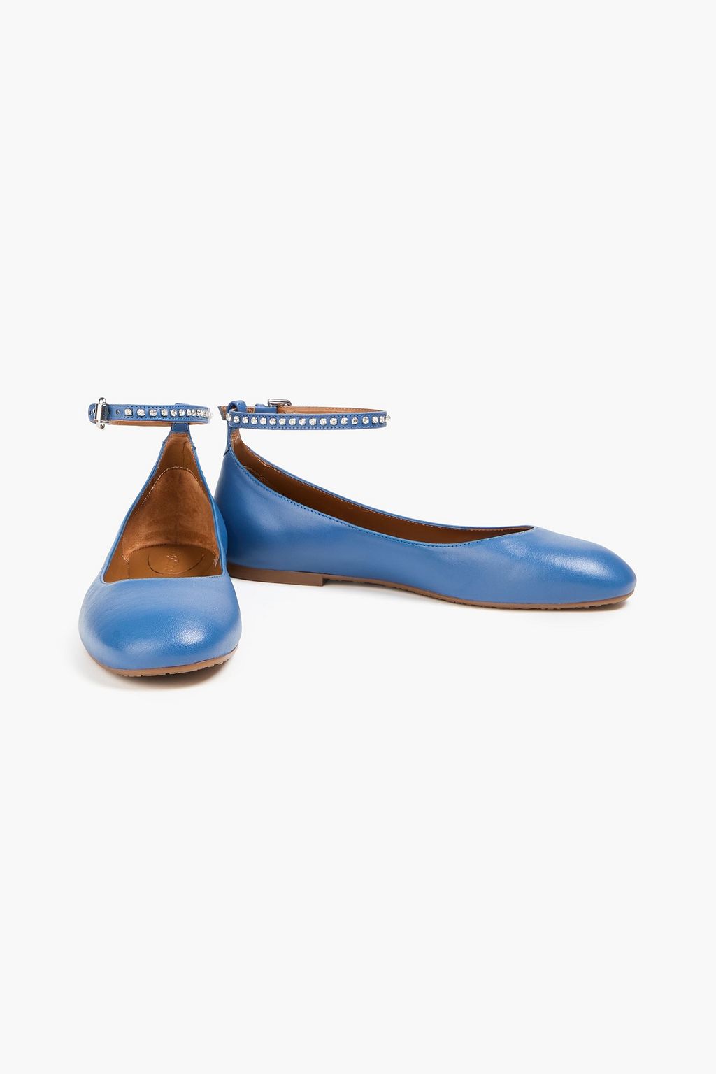 SEE BY CHLOÉ 크리스털 장식 가죽 발레리나 플랫