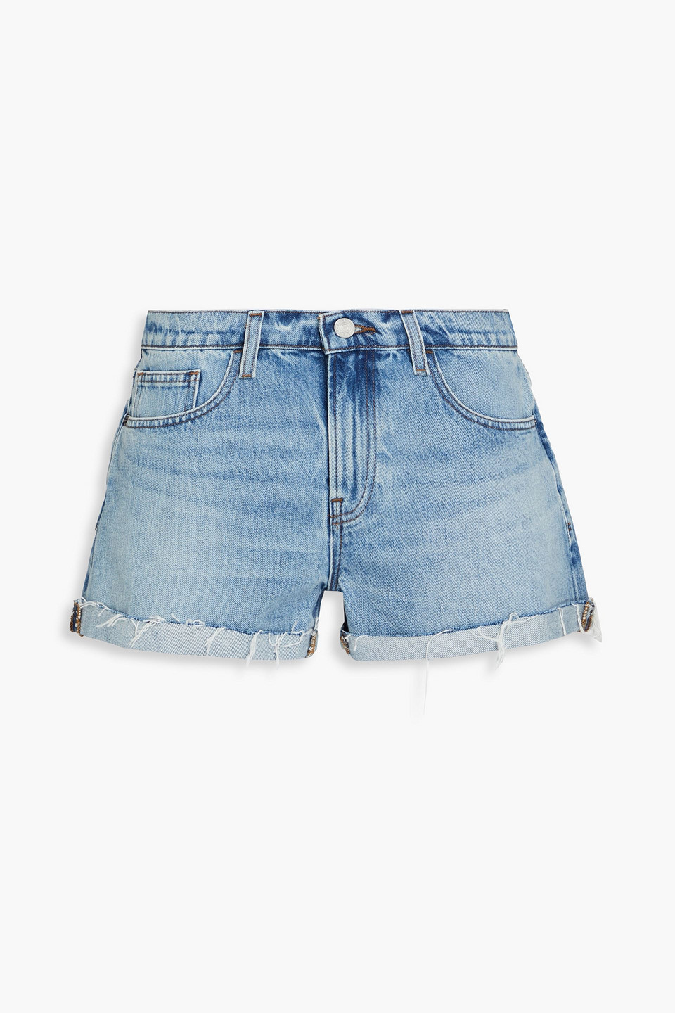 FRAME - Le Grand Garcon frayed denim shorts - Blue - 31