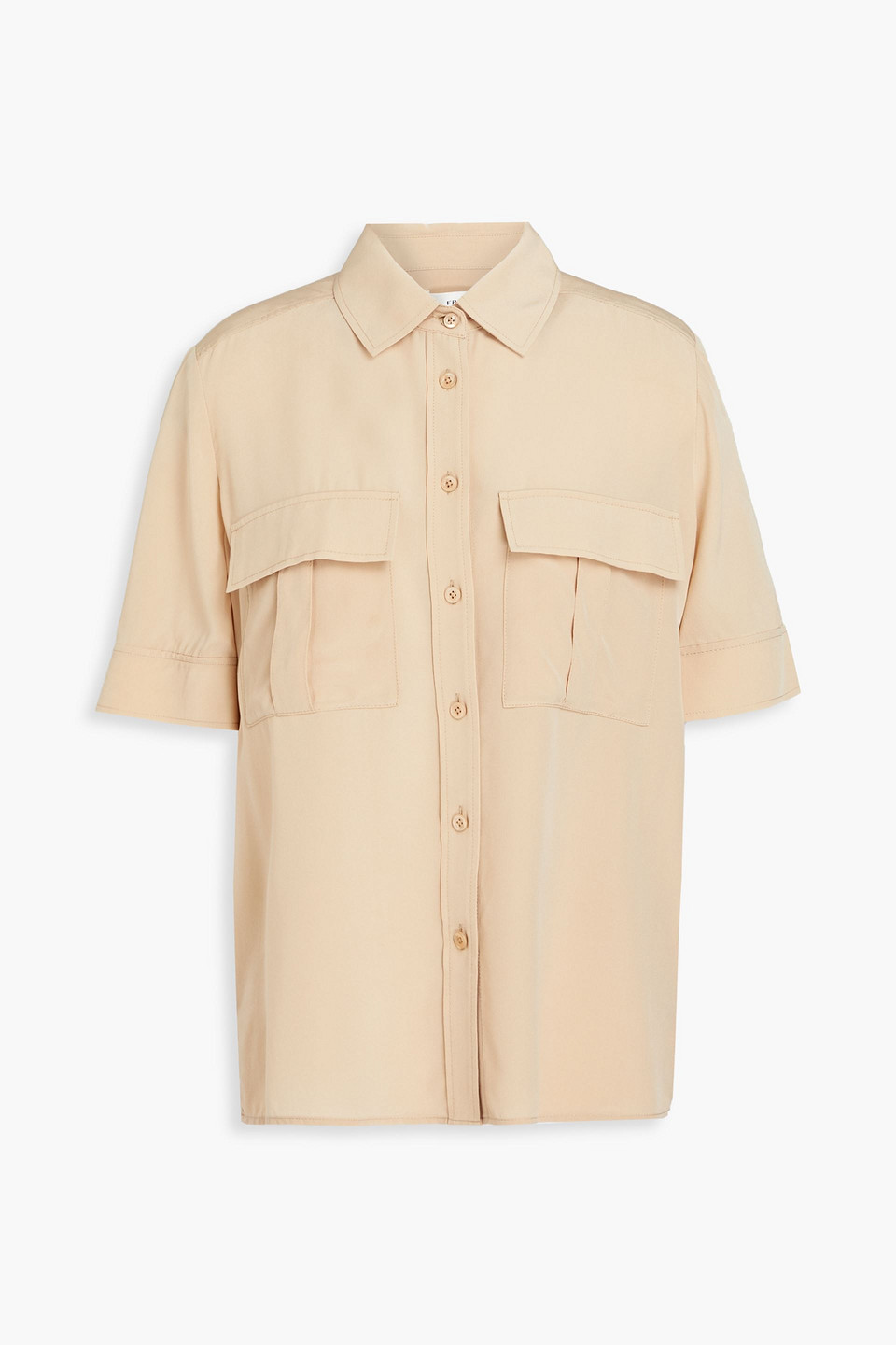 Frame Silk Crepe De Chine Shirt In Beige