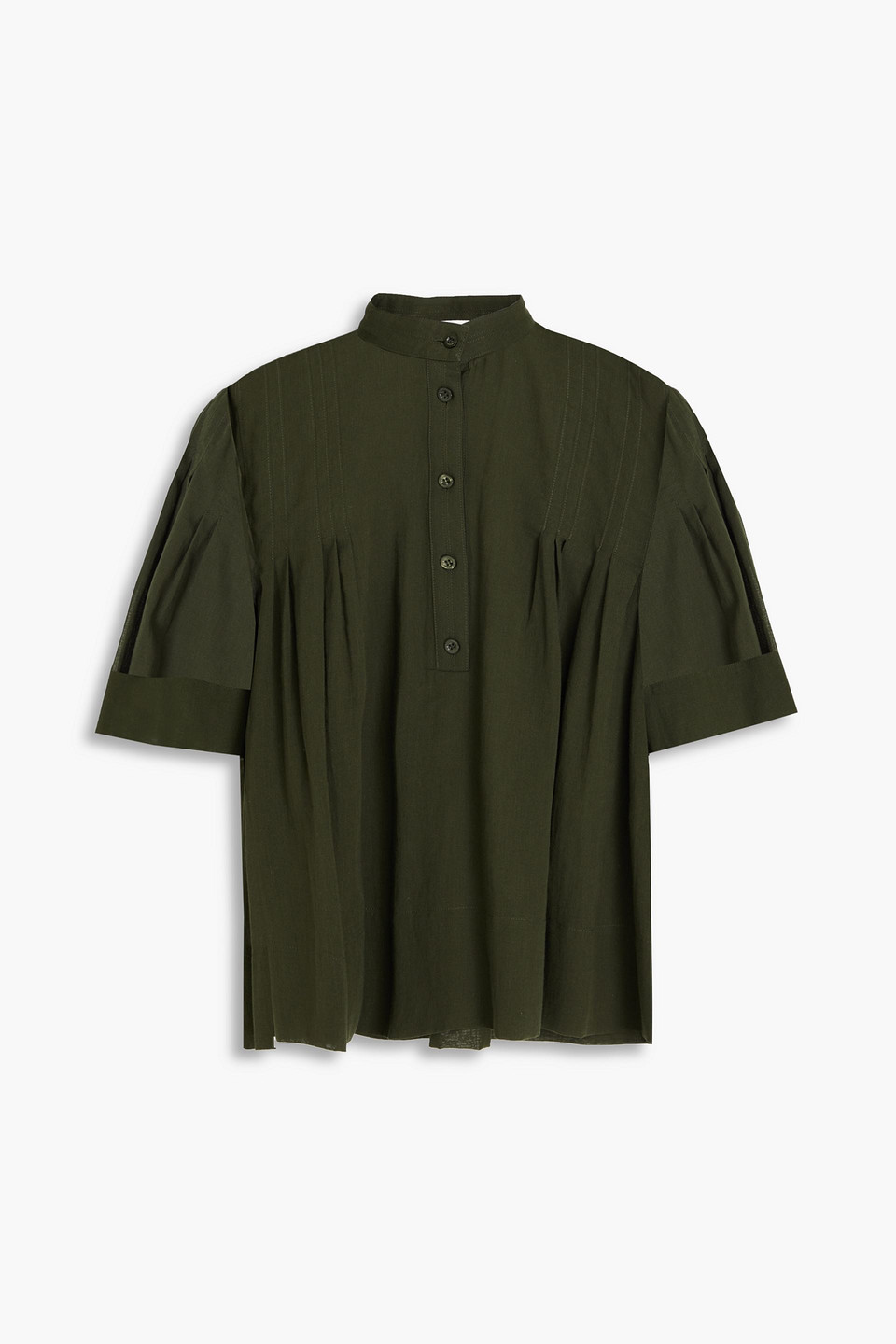 FRAME - Pintucked cotton-mousseline blouse - Green - XS