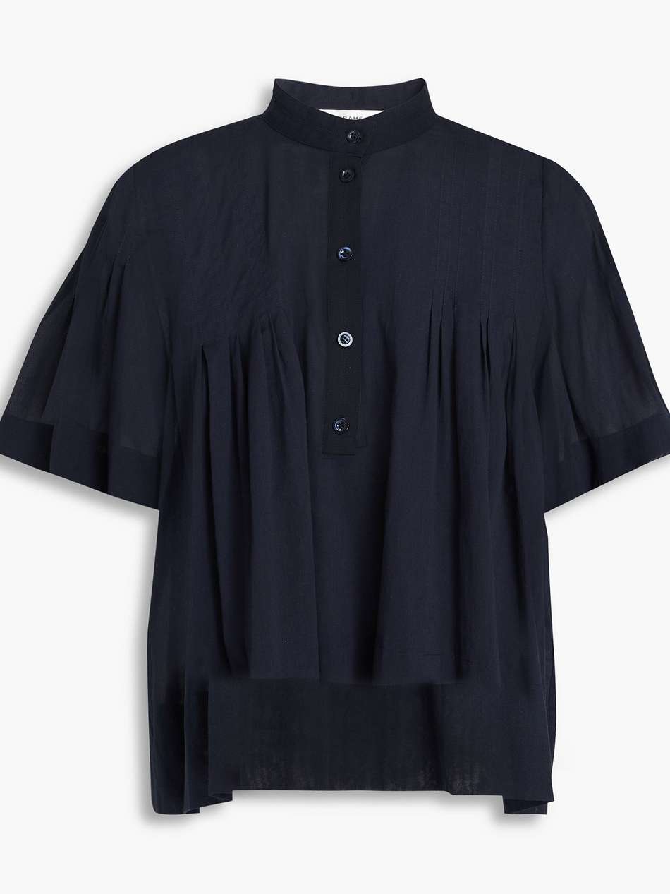 pintucked cotton-mousseline blouse