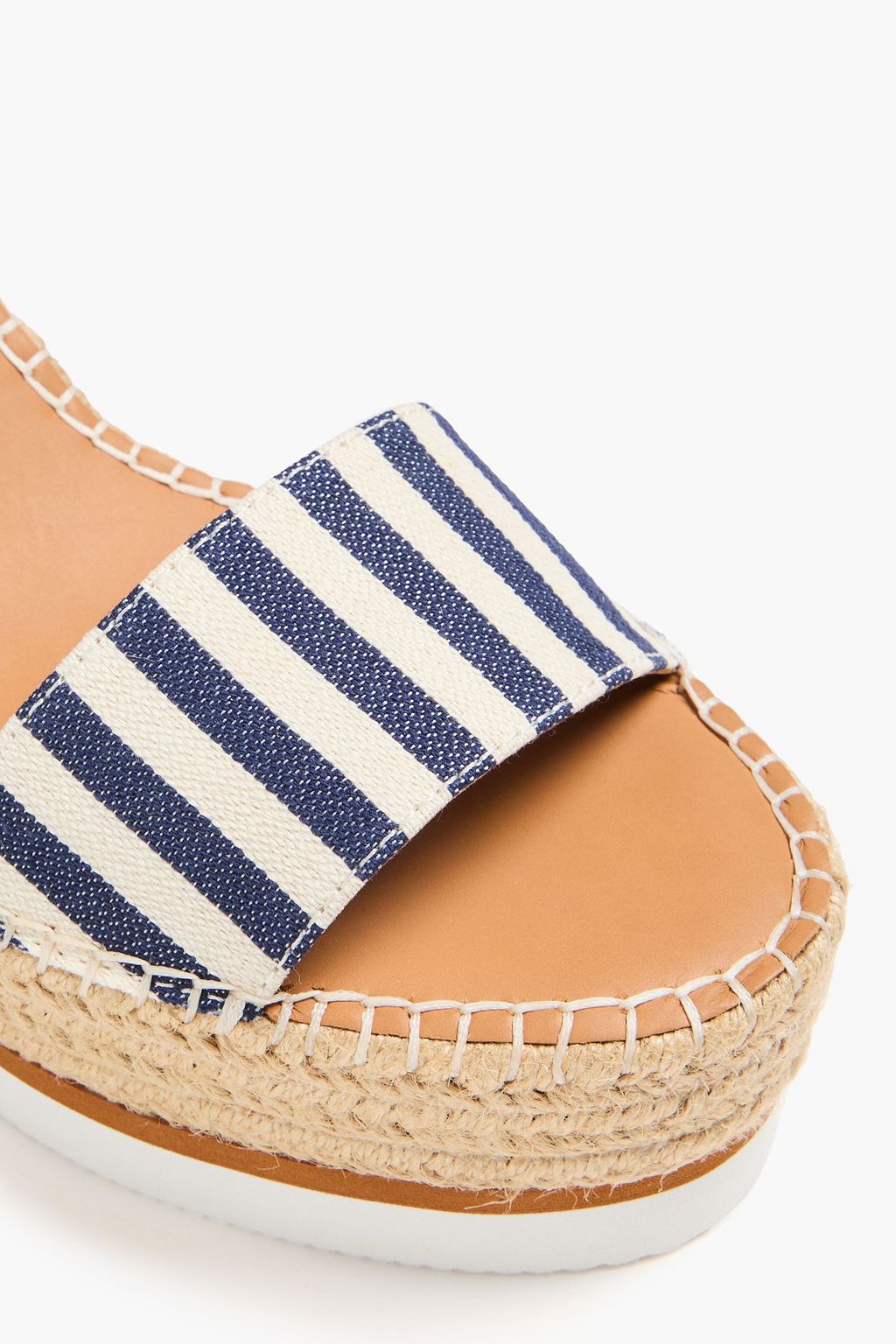 SEE BY CHLOÉ صندل إسبادريل "جلين" مخطط بكعب ويدج من الكنفا والجلد