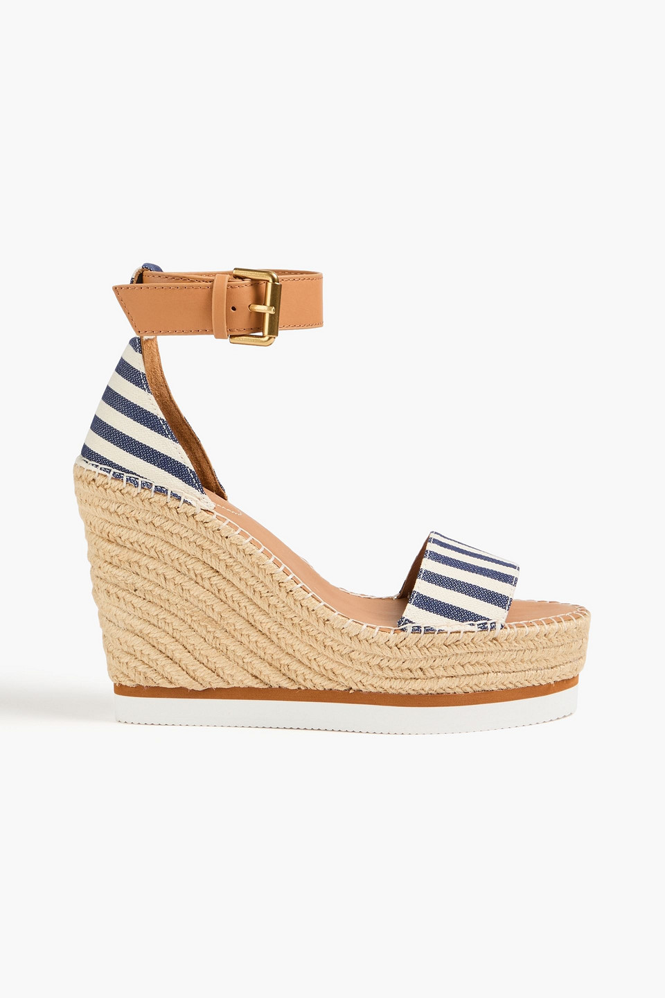 See By Chloé Glyn Striped Canvas Espadrille Wedge Sandals In Multi