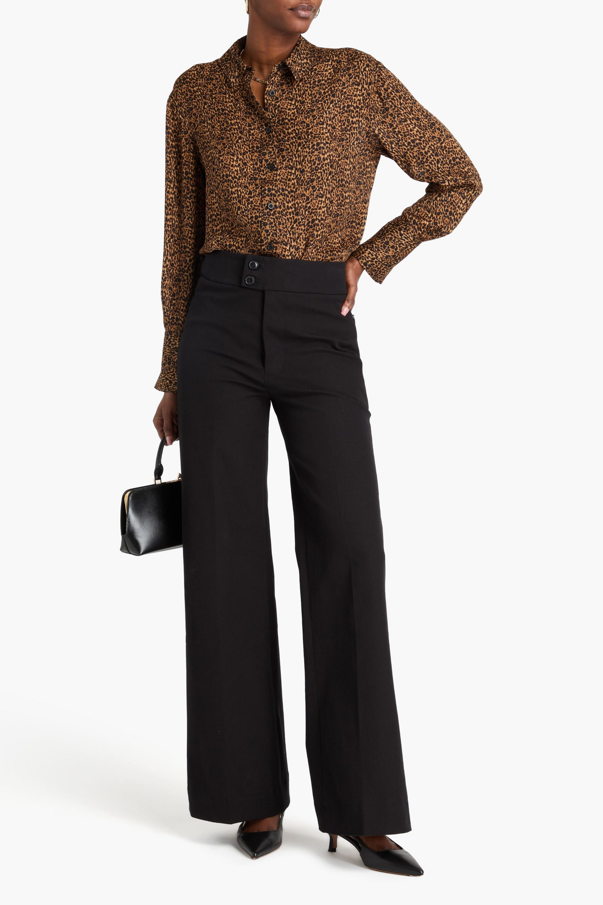 FRAME The Standard leopard-print silk crepe de chine shirt