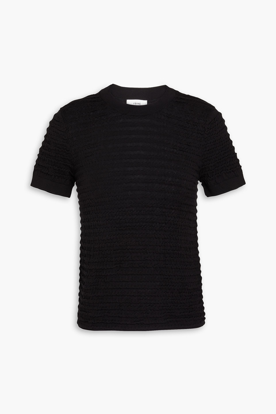 Frame Smocked Silk-blend Jumper In Black