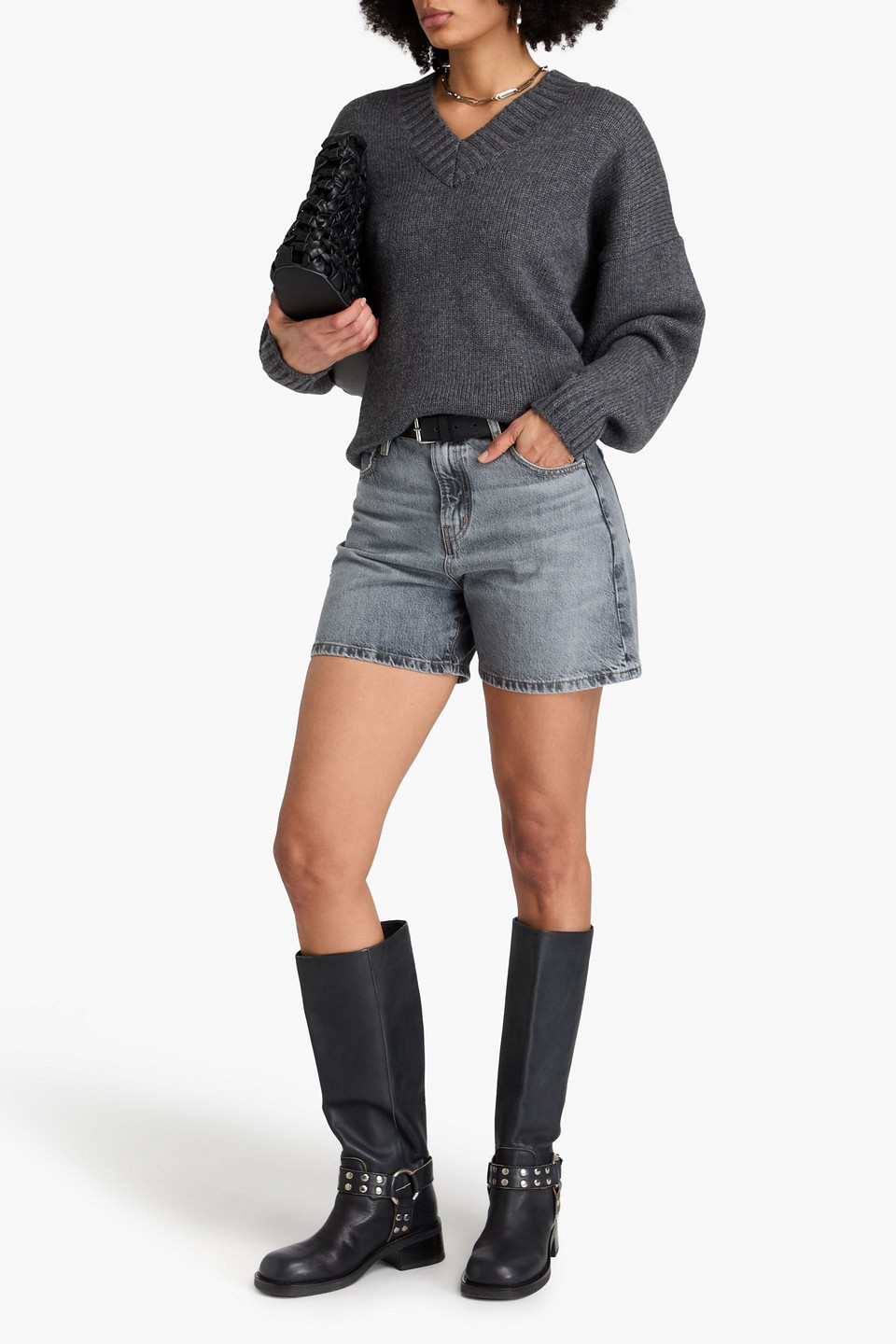 FRAME THE EASY FADED DENIM SHORTS