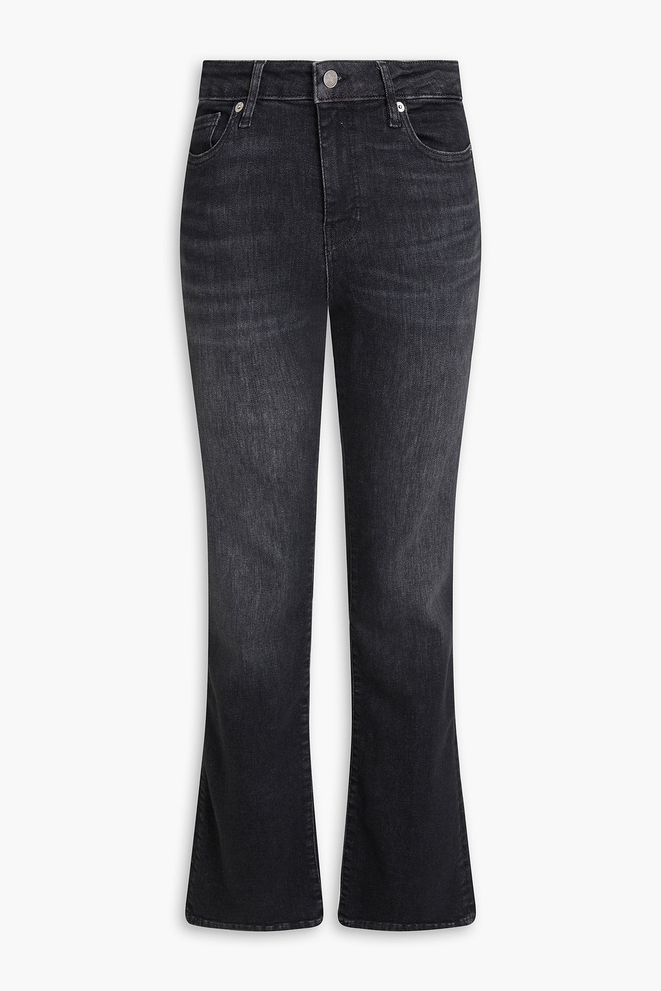Shop Frame Le Mini High-rise Bootcut Jeans In Black
