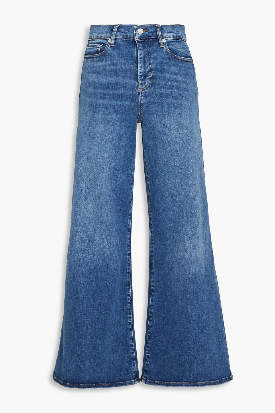 Frame Le Palazzo Crop High-rise Wide-leg Jeans In Mid Denim