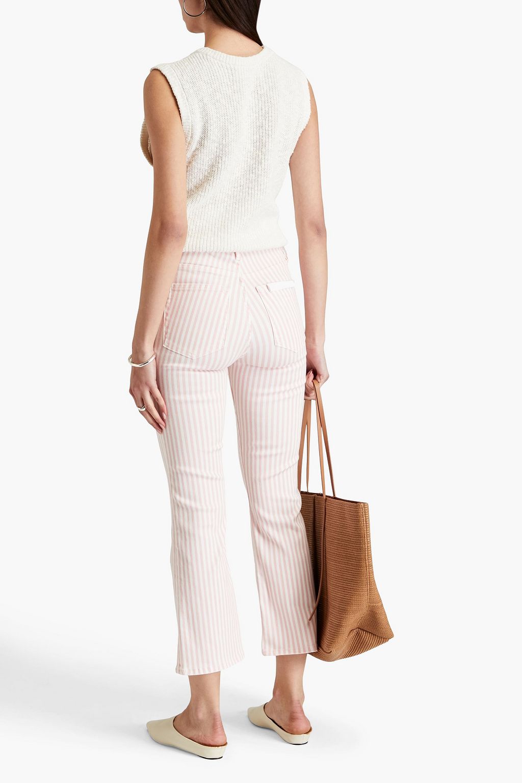 FRAME Le Crop Mini Boot striped high-rise bootcut jeans