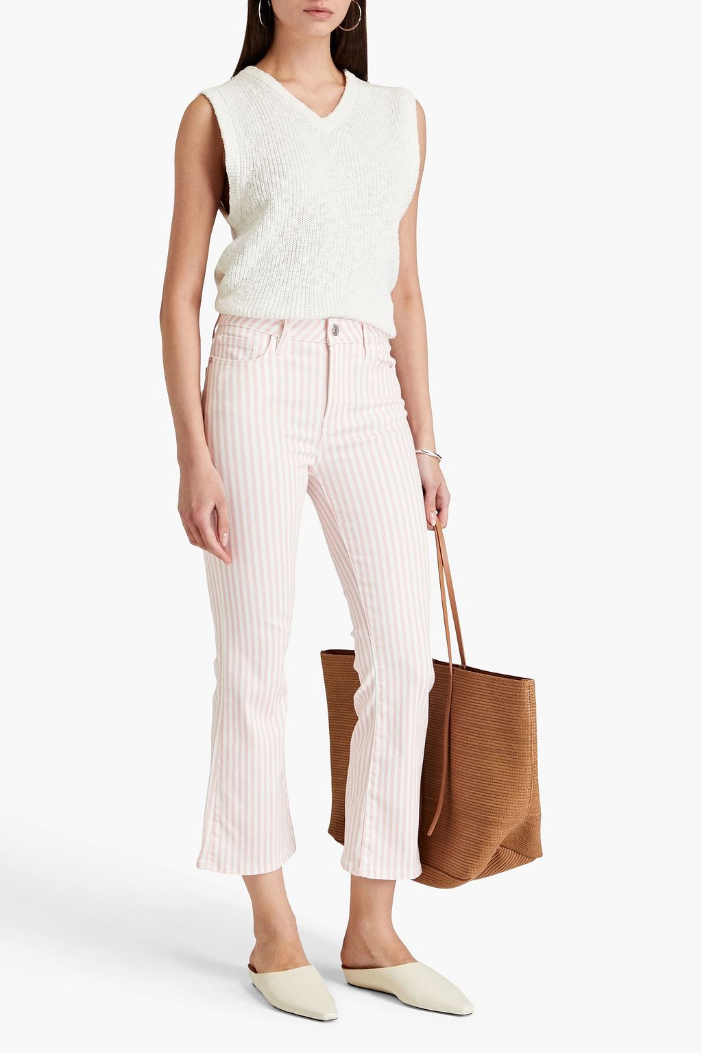 FRAME Le Crop Mini Boot striped high-rise bootcut jeans