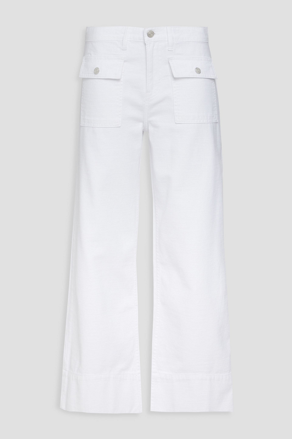 Frame Cropped Cotton Straight-leg Pants In White