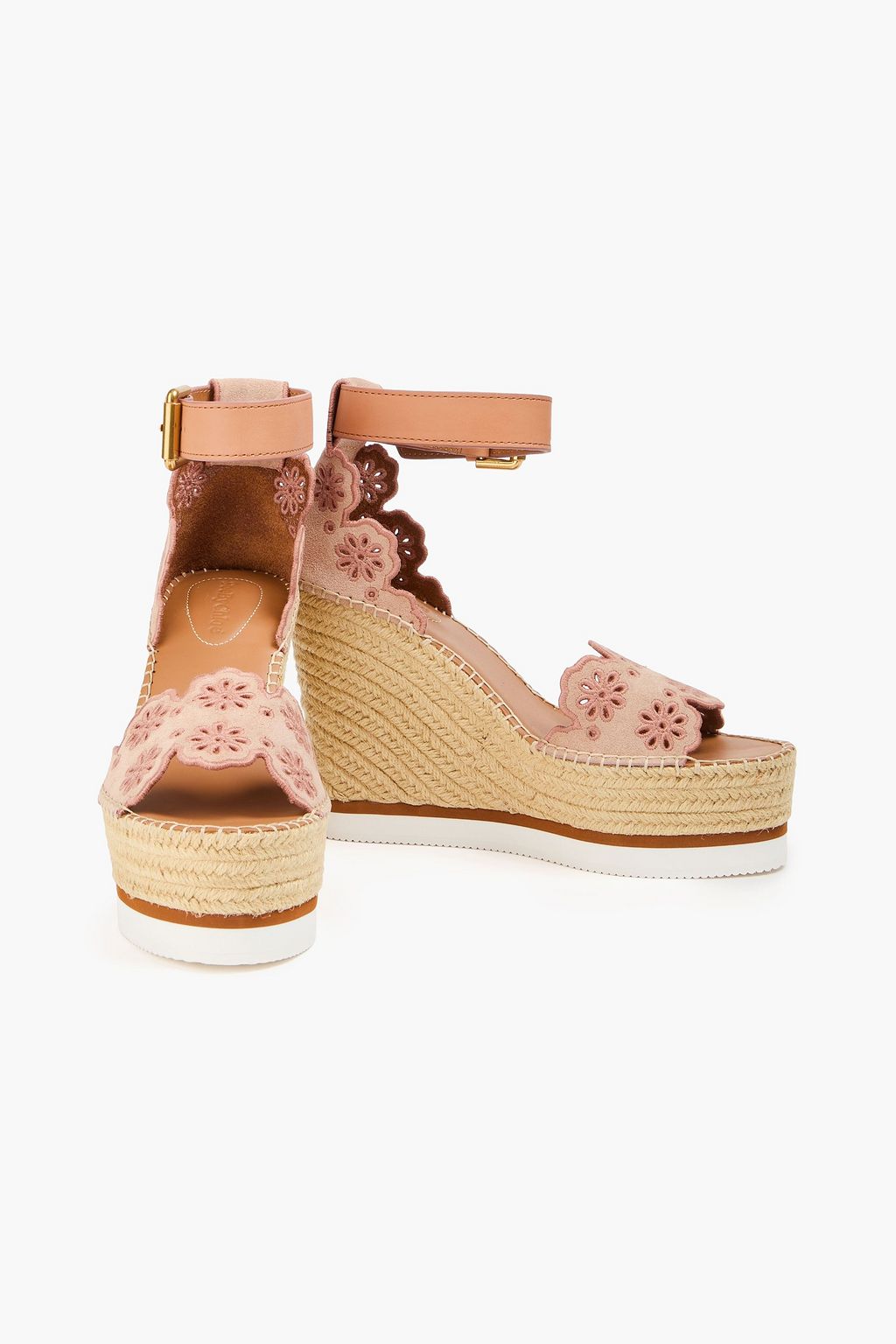 SEE BY CHLOÉ Glyn embroidered suede espadrille wedge sandals