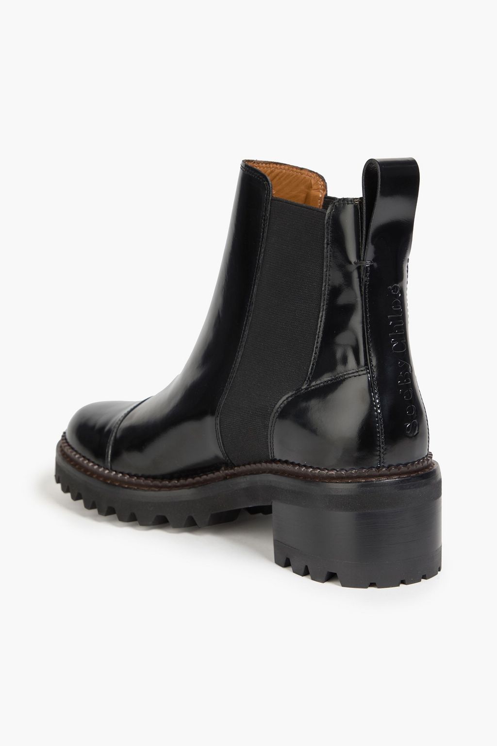 SEE BY CHLOÉ Mallory glossed-leather Chelsea boots