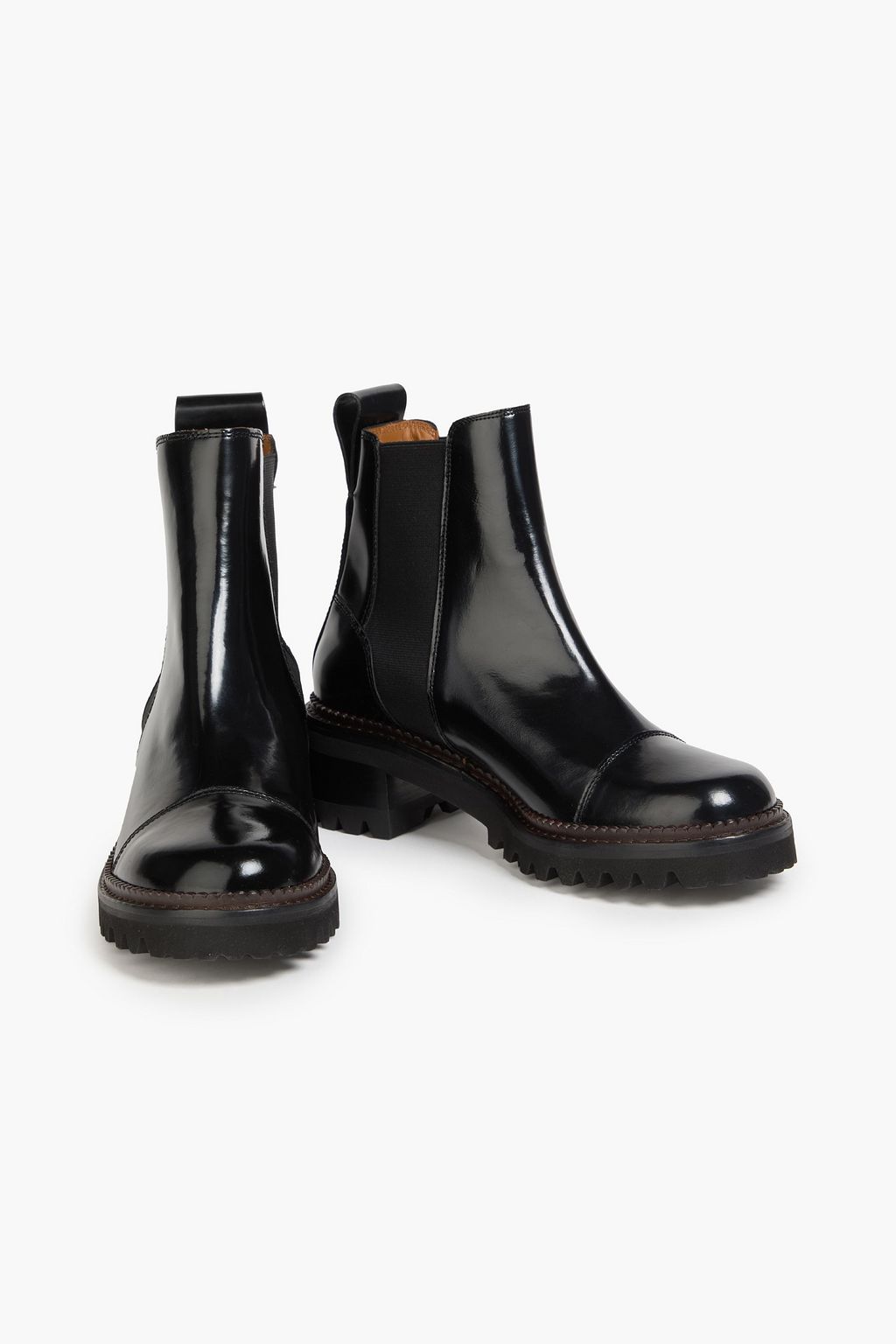 SEE BY CHLOÉ Mallory glossed-leather Chelsea boots