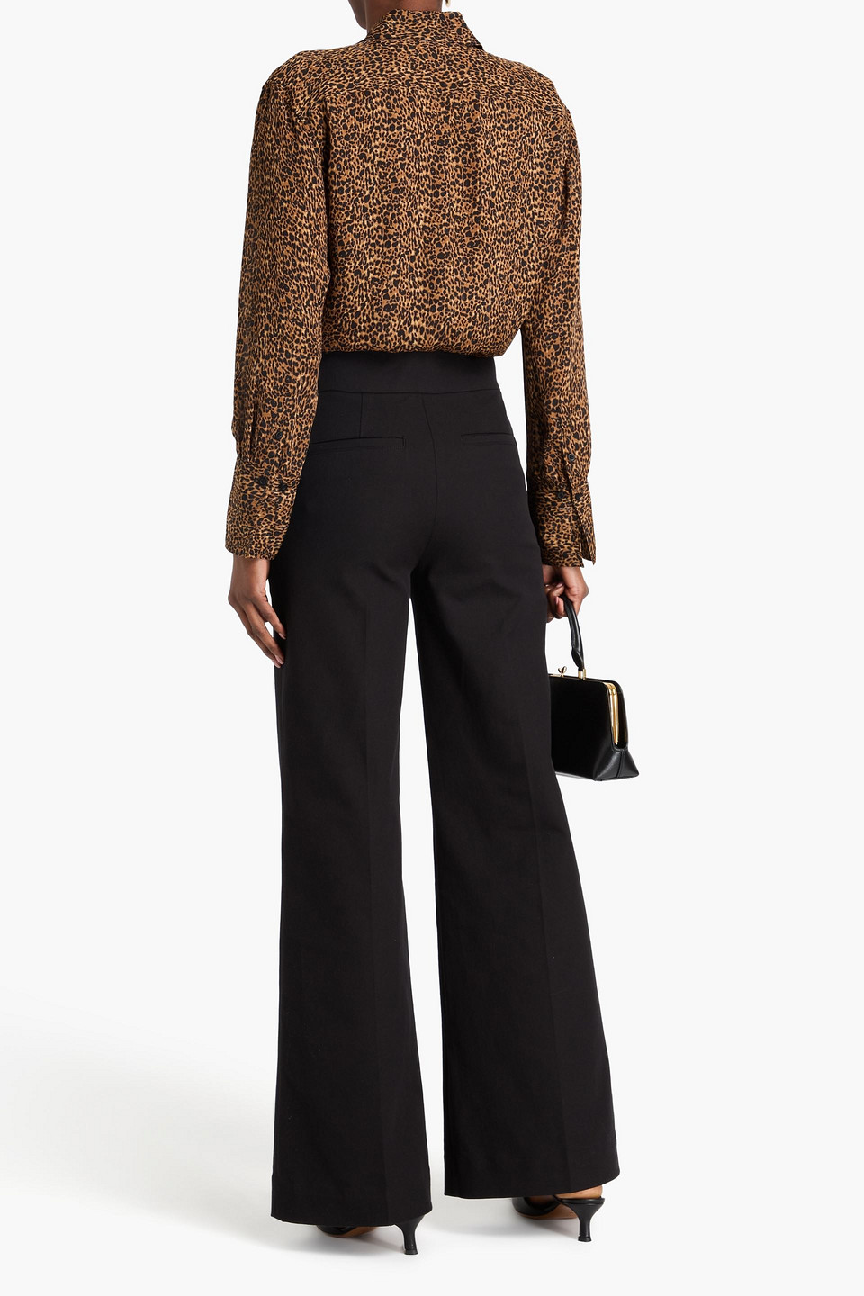 Frame Stretch-cotton Wide-leg Pants In Black