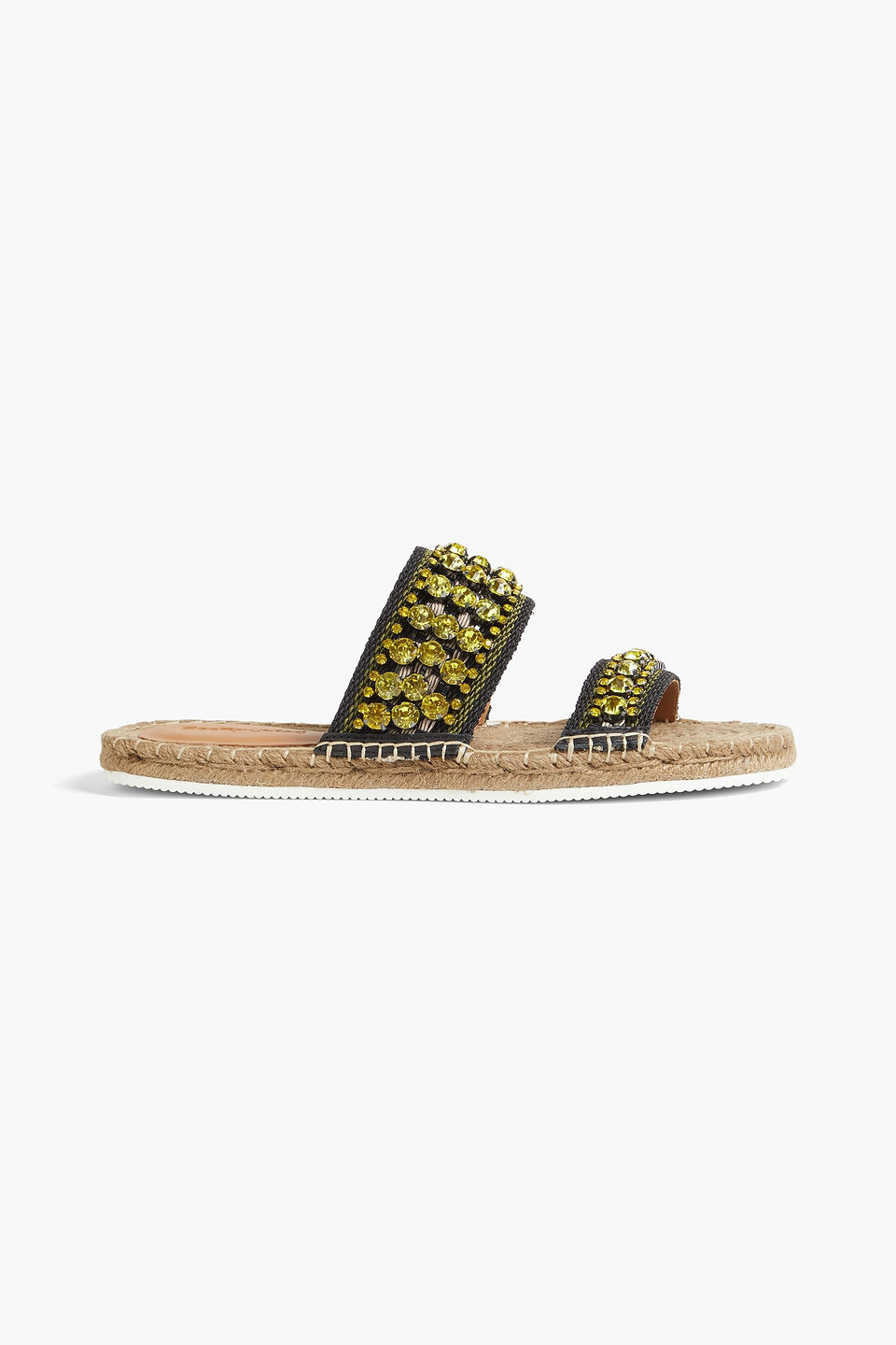 See by Chloé - Kaori crystal-embellished woven slides - Black - EU 35