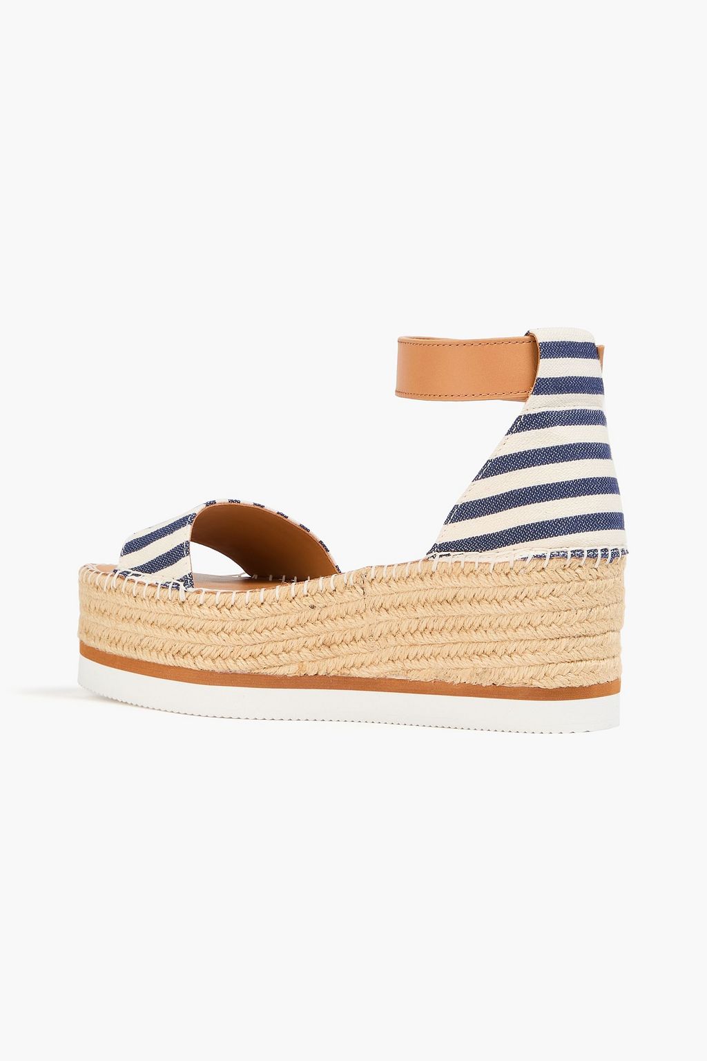 SEE BY CHLOÉ Glyn キャンバス&レザー プラットフォームエスパドリーユサンダル ストライプ