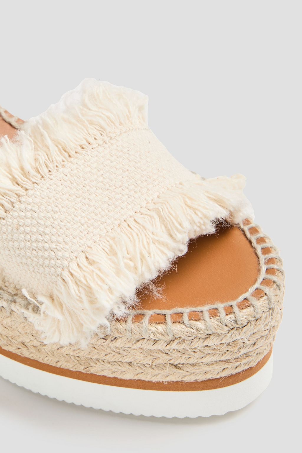 SEE BY CHLOÉ Glyn キャンバス&レザー エスパドリーユウェッジサンダル ほつれ加工