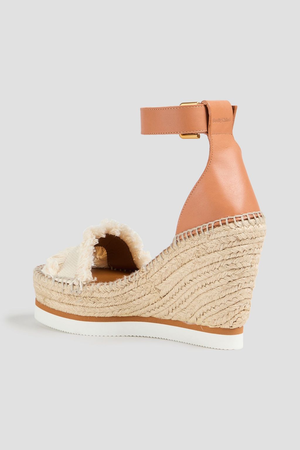SEE BY CHLOÉ Glyn キャンバス&レザー エスパドリーユウェッジサンダル ほつれ加工