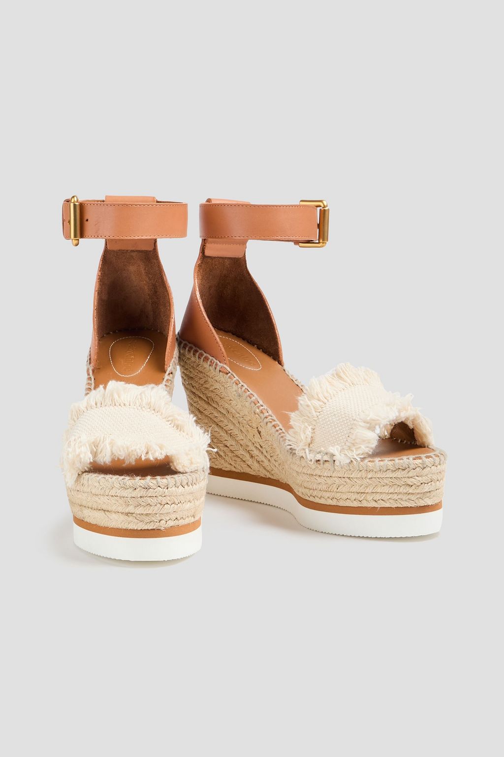 SEE BY CHLOÉ Glyn キャンバス&レザー エスパドリーユウェッジサンダル ほつれ加工