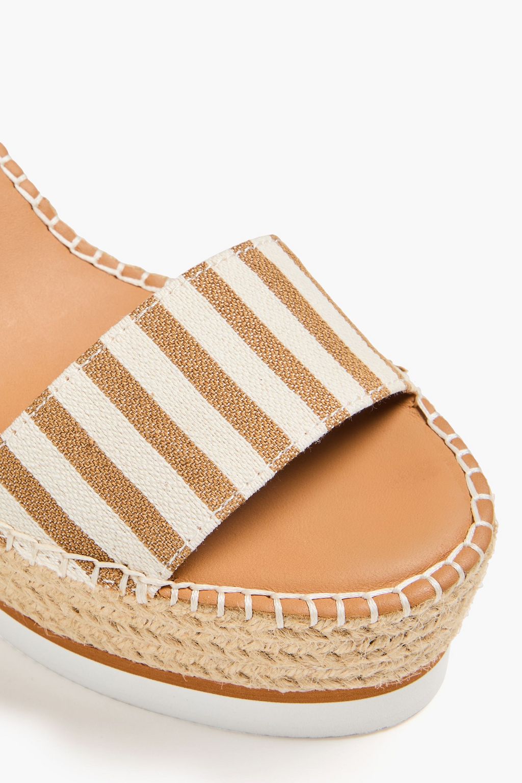 SEE BY CHLOÉ صندل إسبادريل "جلين" مخطط بكعب ويدج من الكنفا والجلد