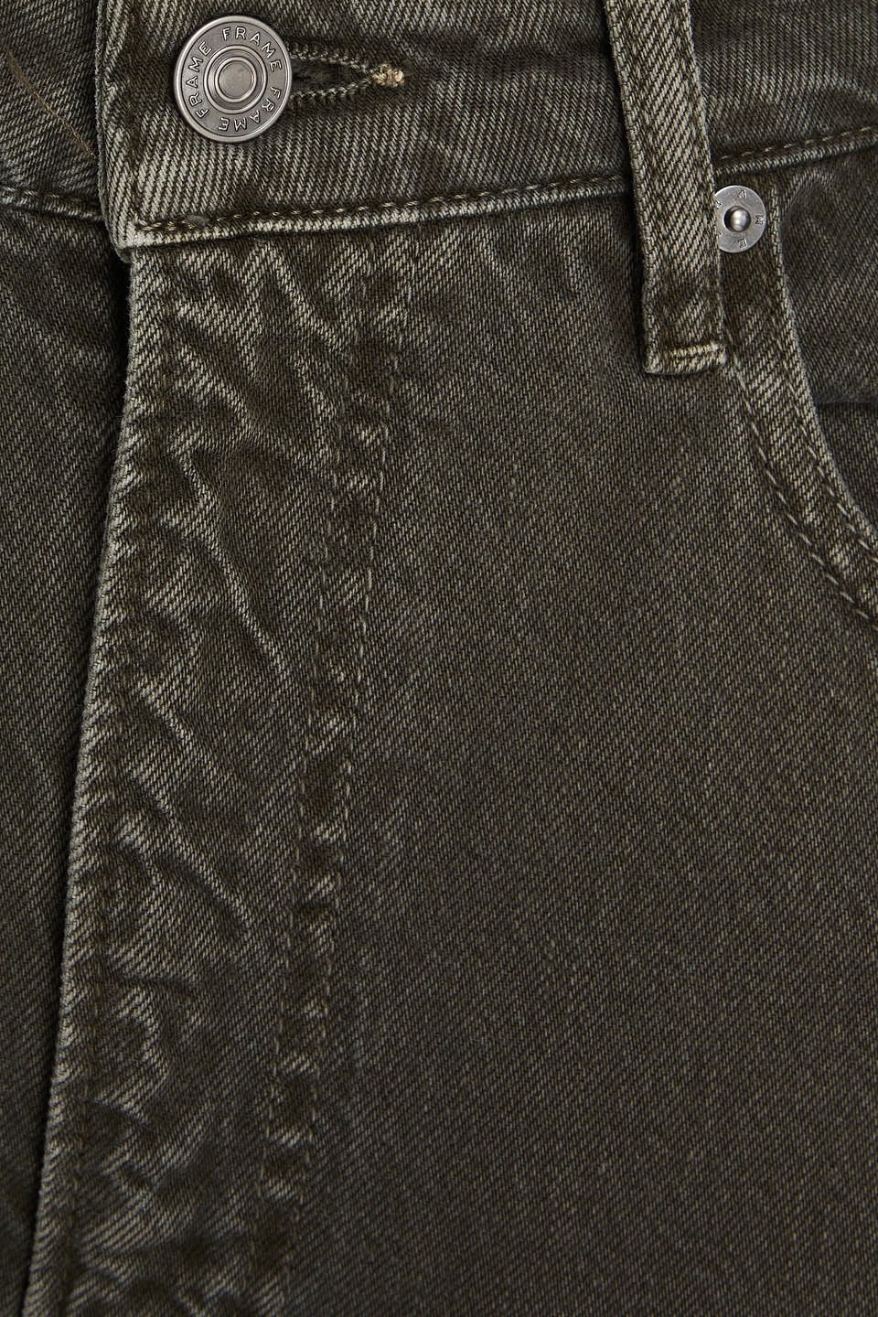 Frame Long Barrel Jeans Serpentine In Dark Green